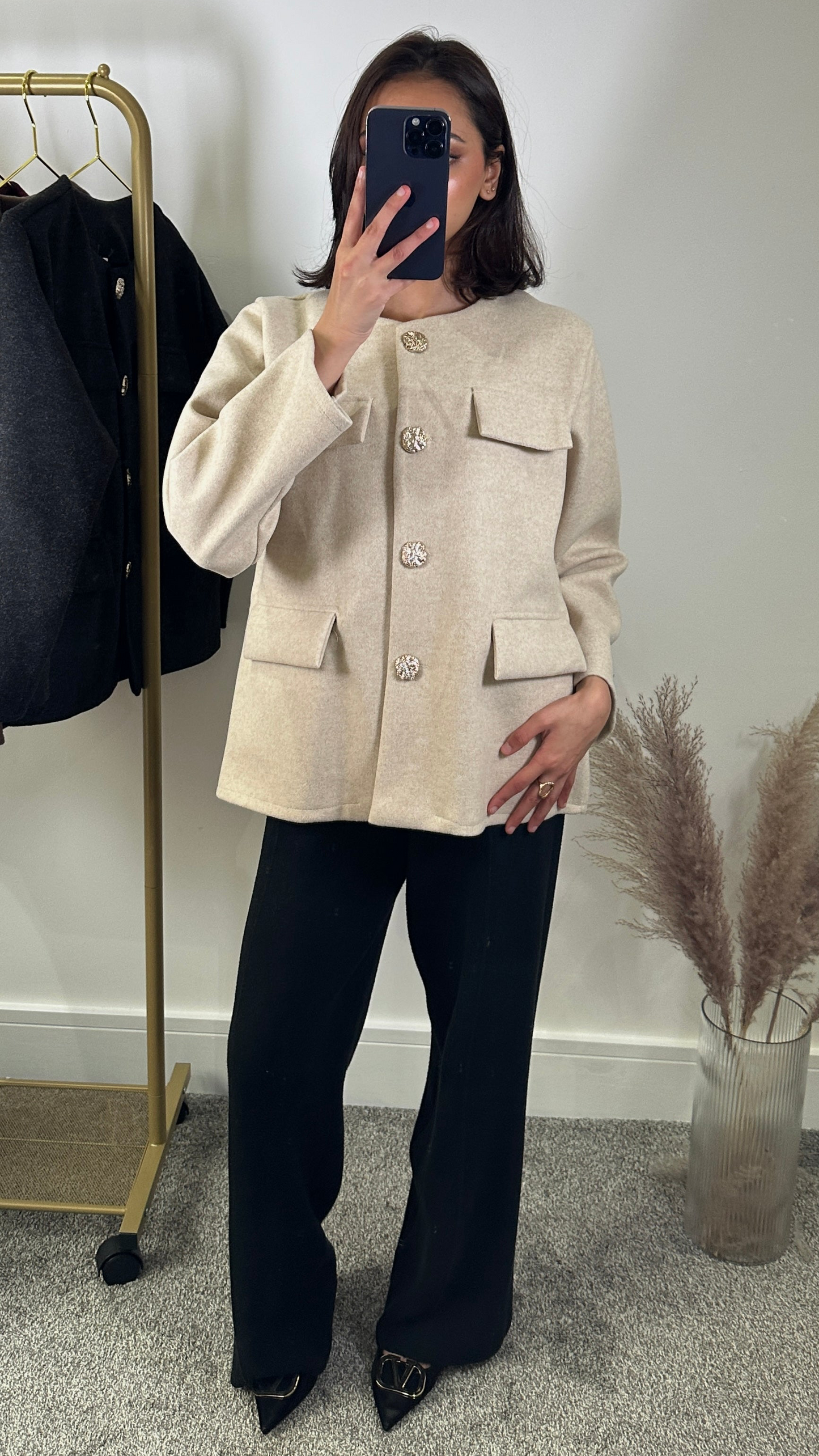 Wool blend jacket in beige