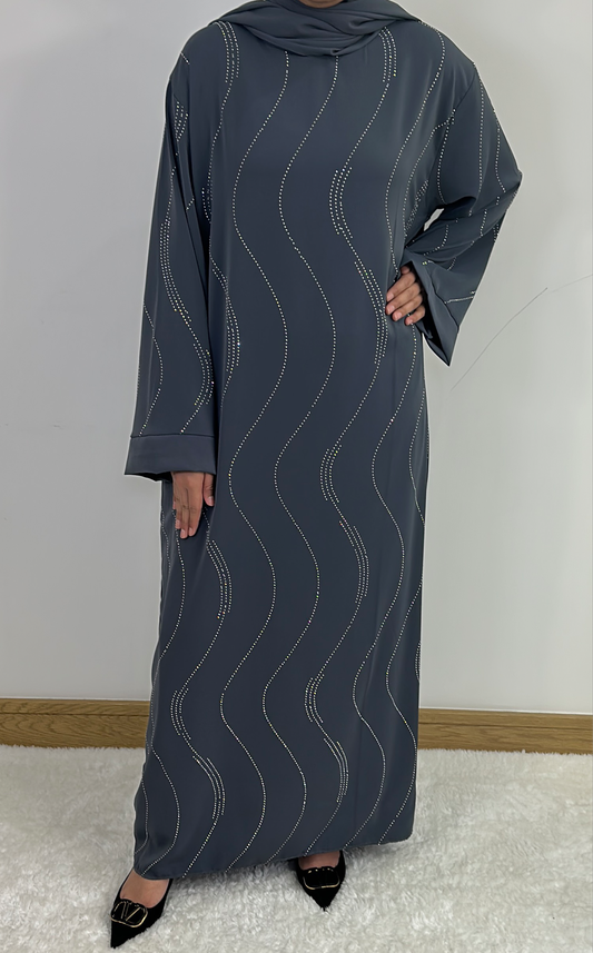 Abaya with attached scarf grey.