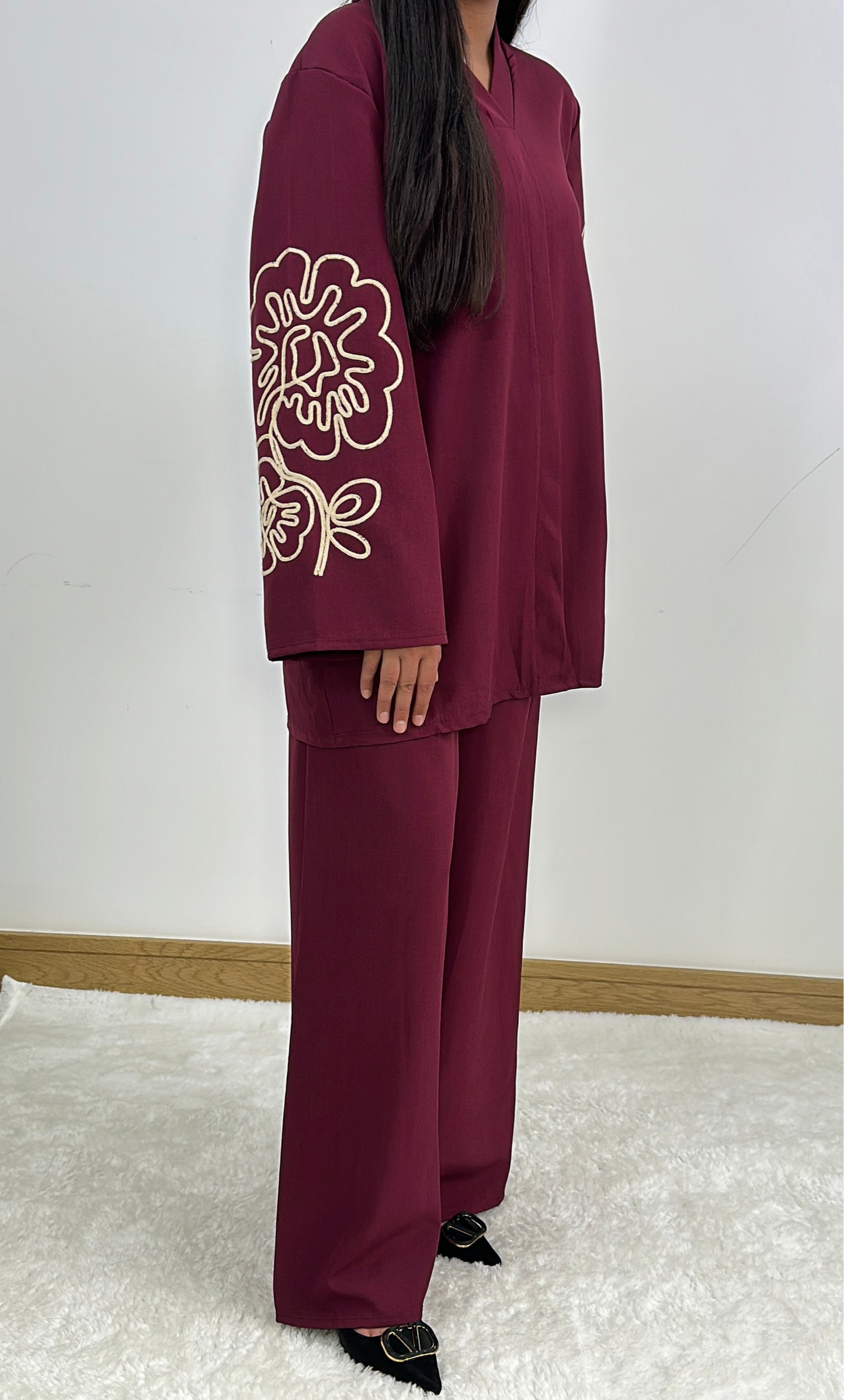 Alya co ord set in burgundy