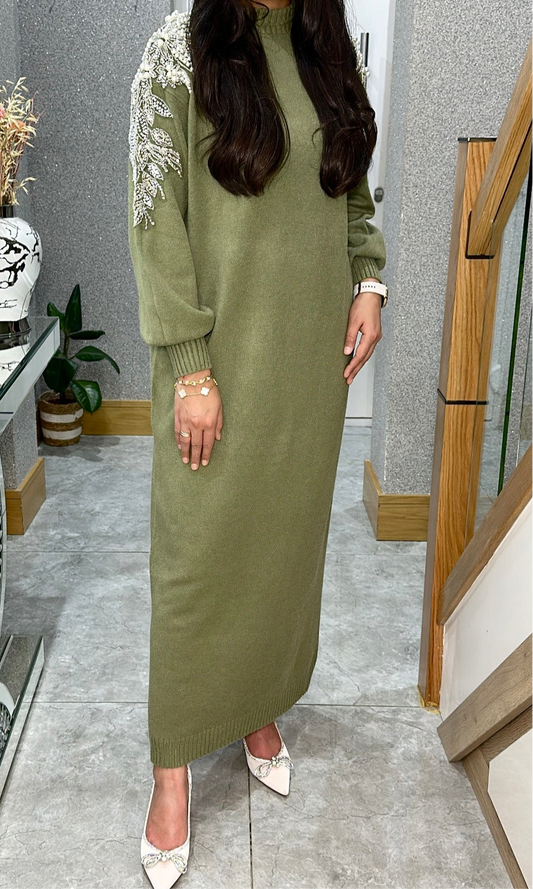 Yosra dress in olive green