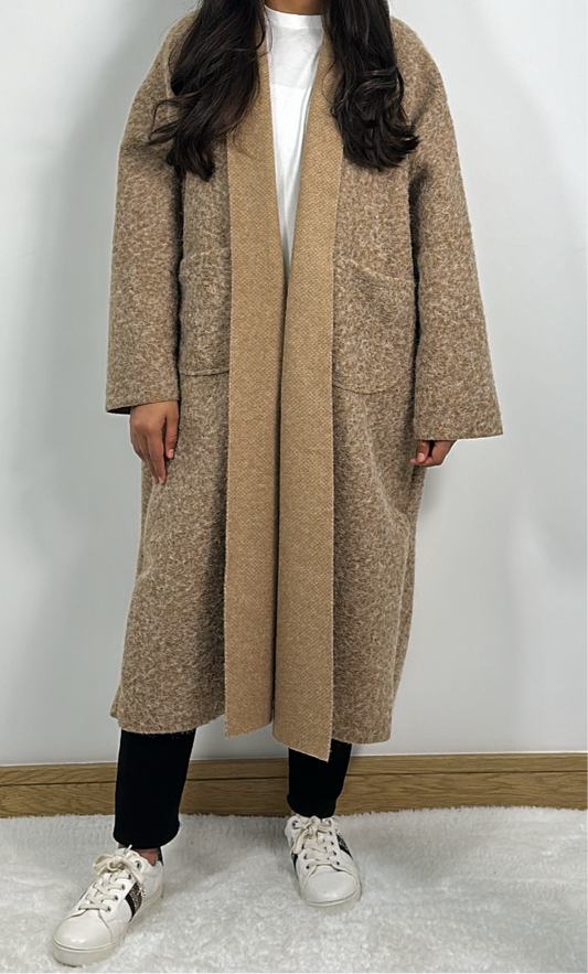 Ailah long wool coat in caramel