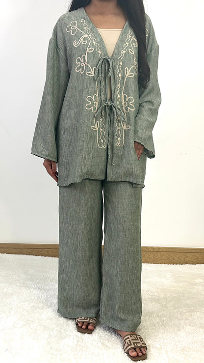 Lilian summer co ord in saga green