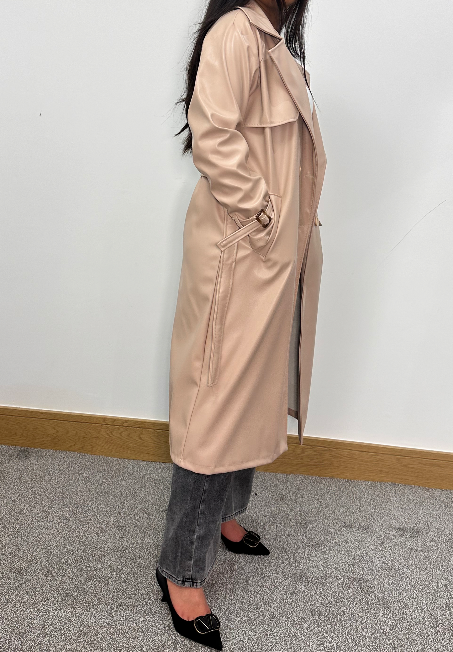 Beni pu leather jacket in beige