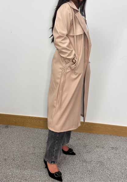 Beni pu leather jacket in beige