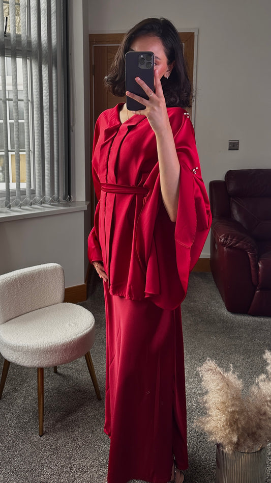 Amaryllis Co ord set in burgundy