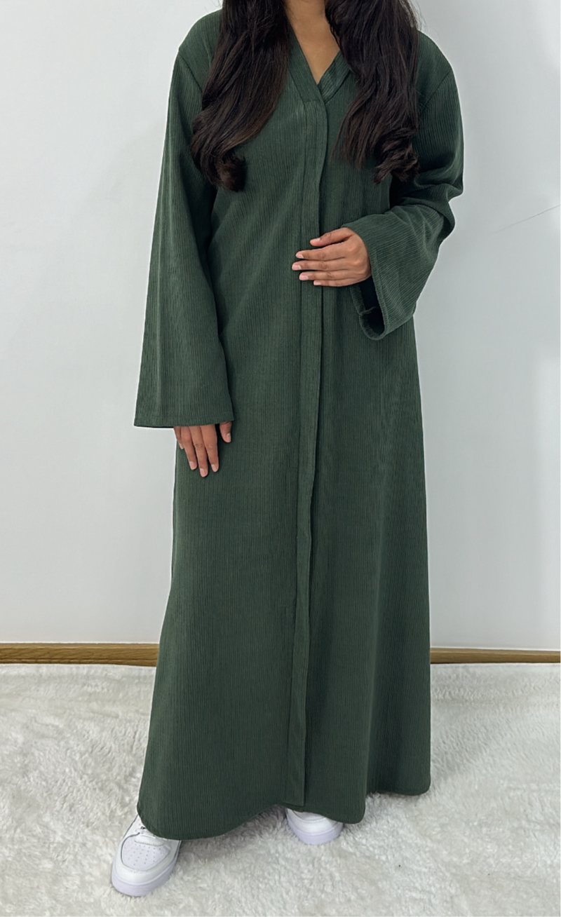 Aiyla winter abaya dress in khaki