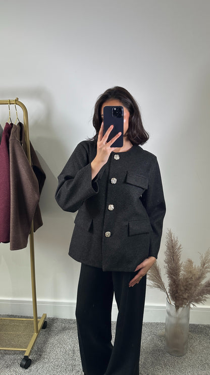 Wool blend jacket in black