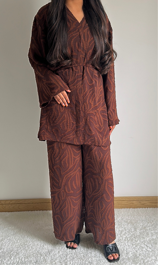 Noor co ord set in chocolate brown