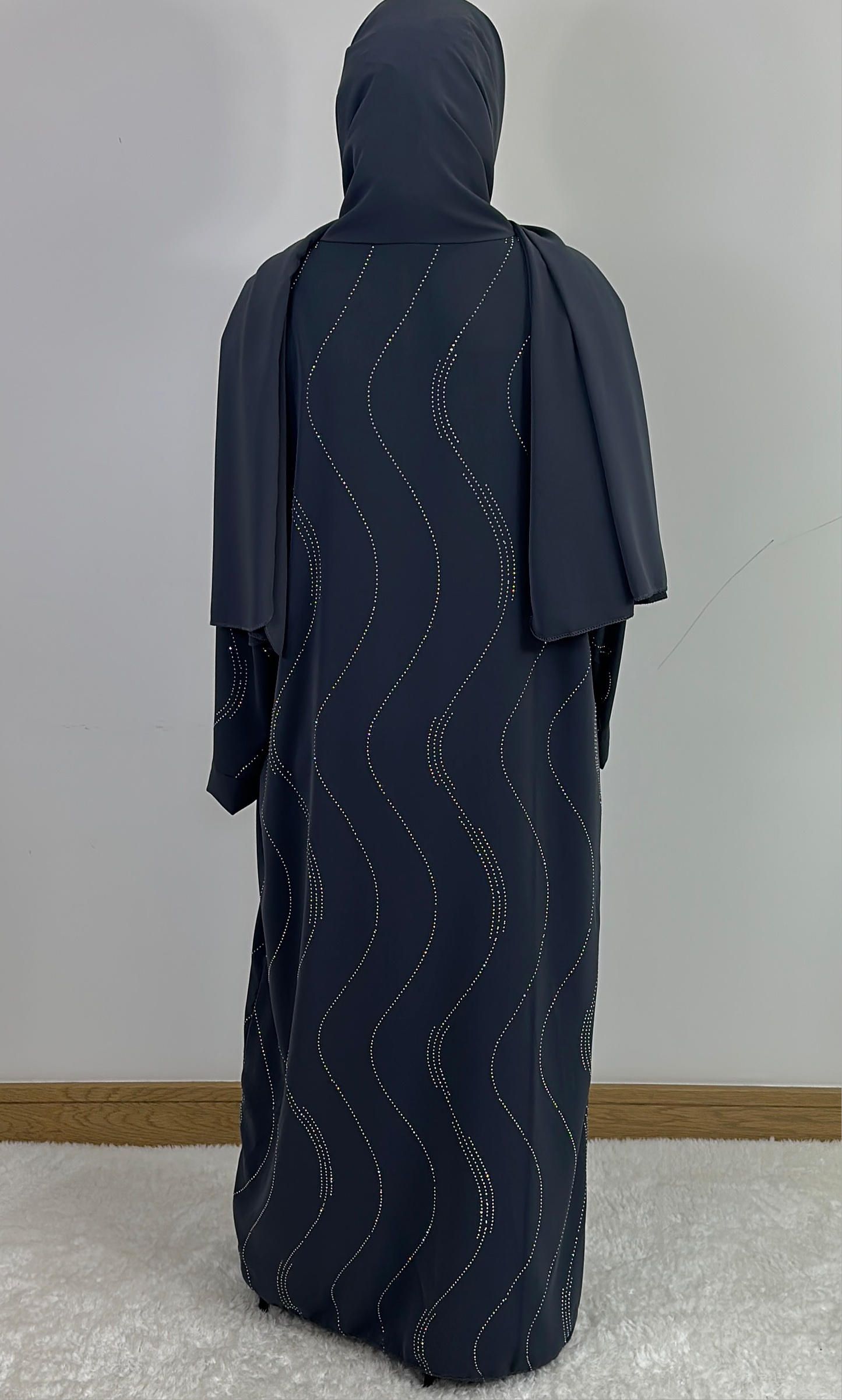 Abaya with attached scarf grey.