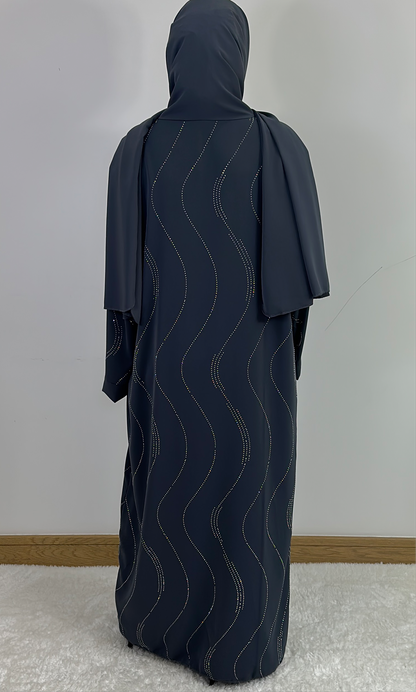 Abaya with attached scarf grey.