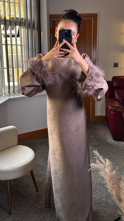 Fareeah long dress in taupe