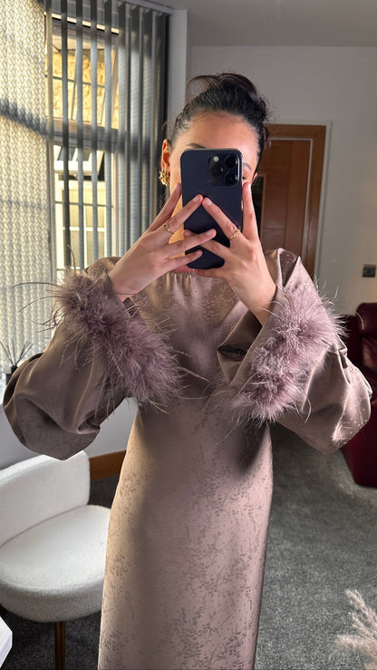 Fareeah long dress in taupe