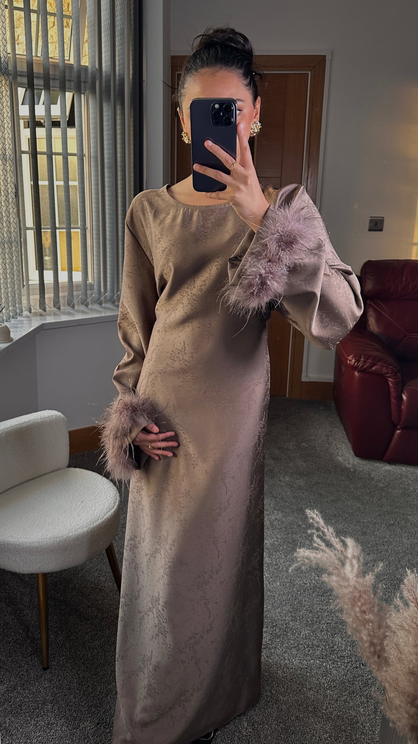 Fareeah long dress in taupe