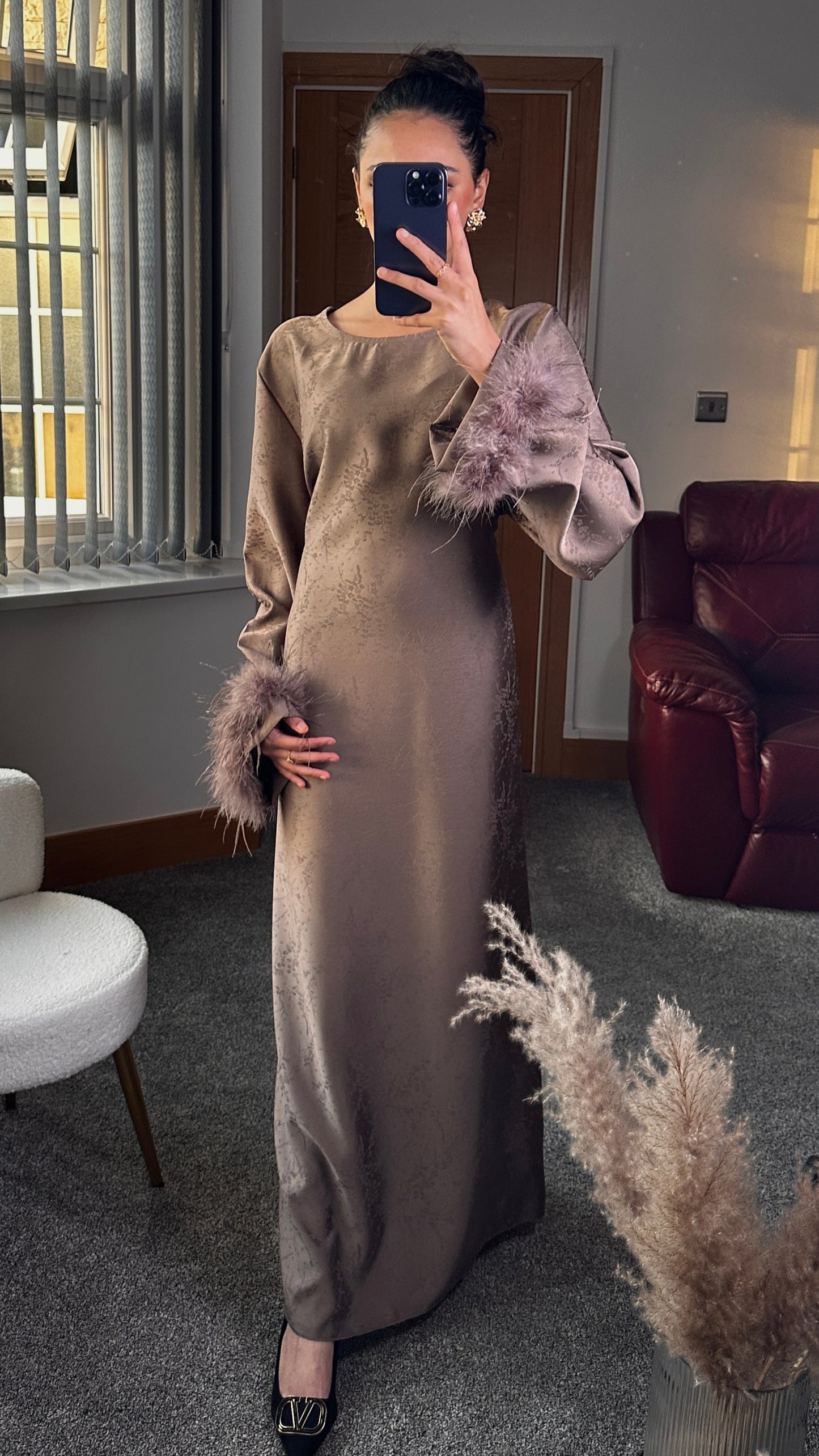 Fareeah long dress in taupe