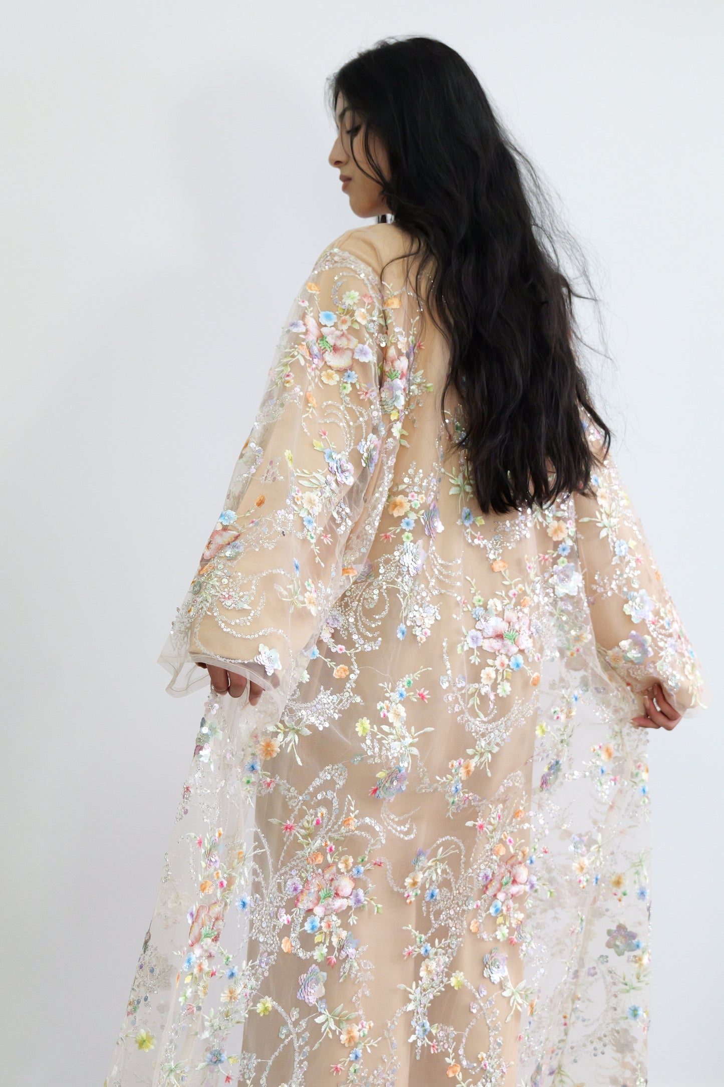 Summer petals abaya in beige