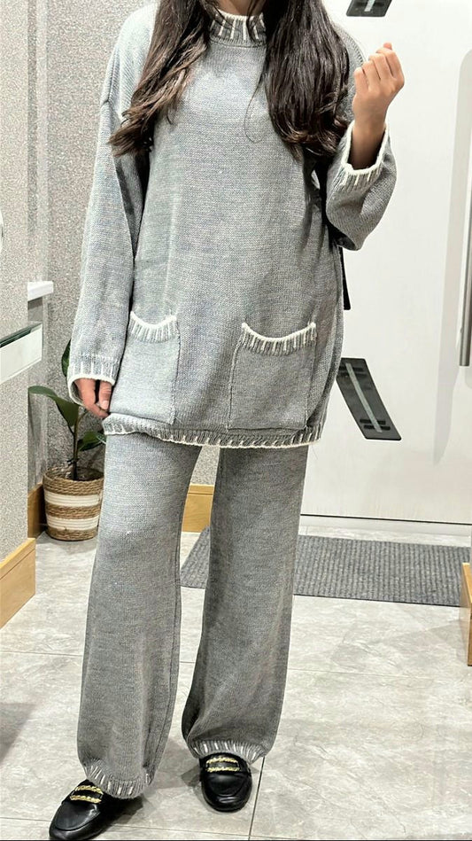 Reza Knit Coord In Grey